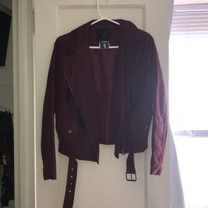 Red suede like jacket with fringe